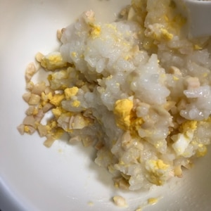 【離乳食中期】卵と納豆のお粥